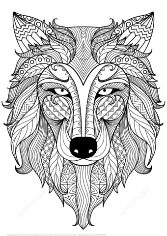 Wolf Zentangle Coloring Page